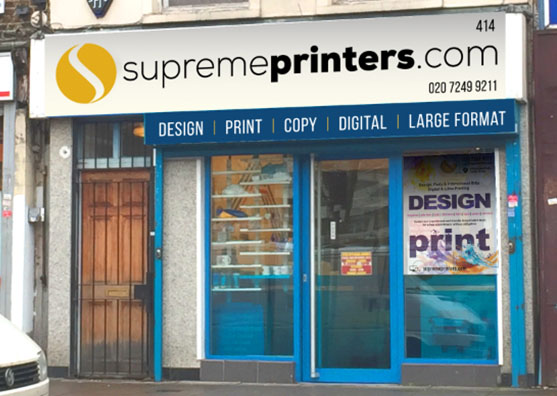 Supreme Printers shopfront on the high street